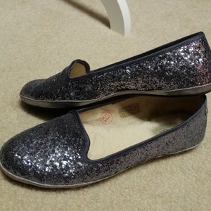 Silver glitter UGG loafer